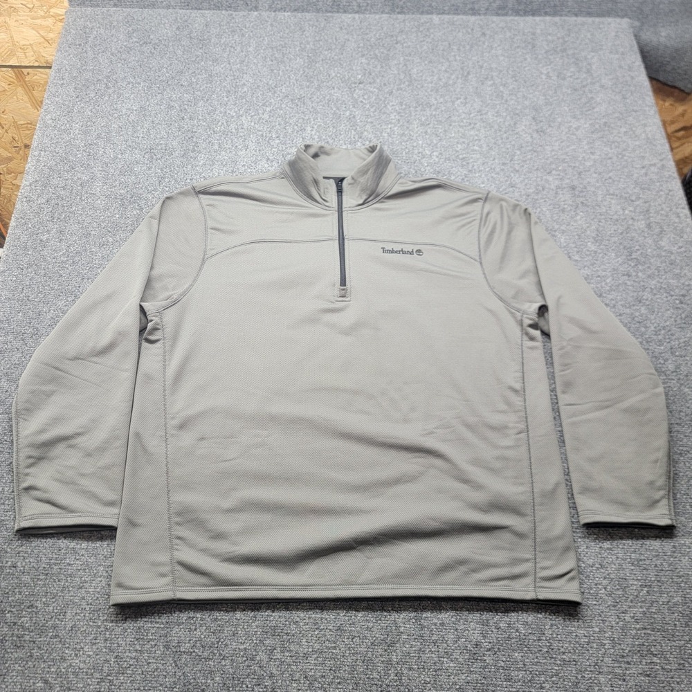 Timberland Mens XL 1/4 Zip Pullover Gray Mesh Texture Long Sleeve Top 581E110